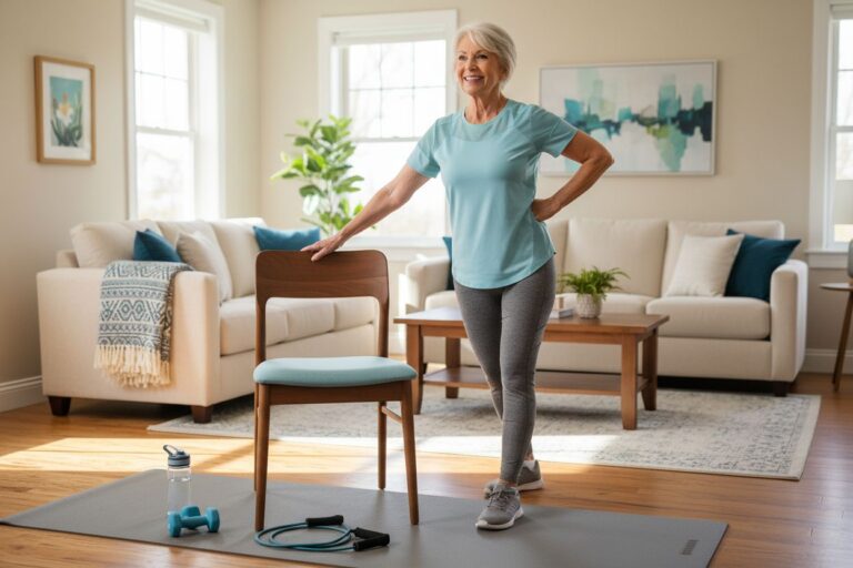 senior home exercise setup